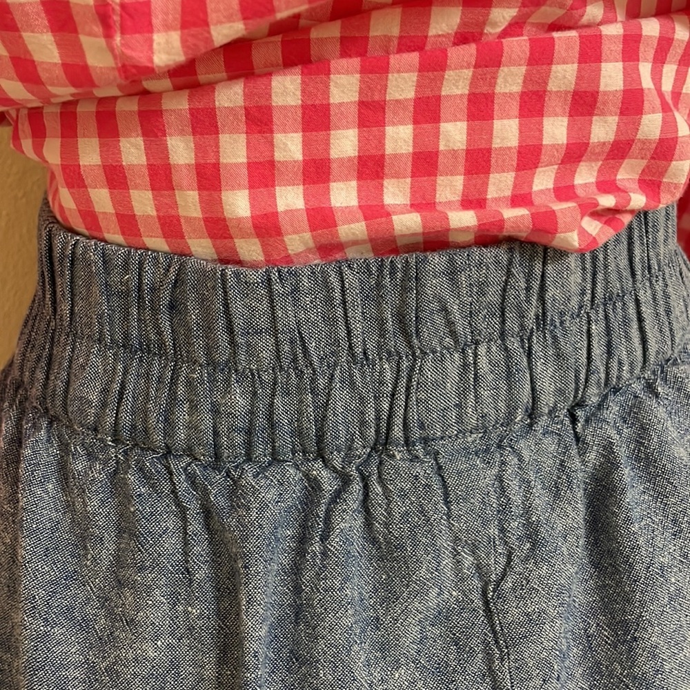 LOFT Blue Chambray Skirt Linen Cotton Blend Petite Small - Picture 8 of 10